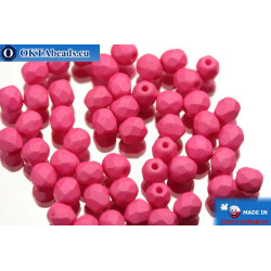 Czech fire polished beads pink matte (02010/29574) 4mm