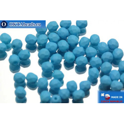 Czech fire polished beads blue matte (02010/29576) 4mm