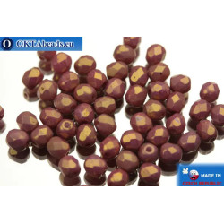 Czech fire polished beads pink gold luster (03000/14496) 4mm