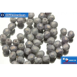 Czech fire polished beads grey travertin luster (03000/15435) 4mm