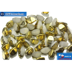 Czech buckwheat beads alabaster gold (02020/26441) 5mm