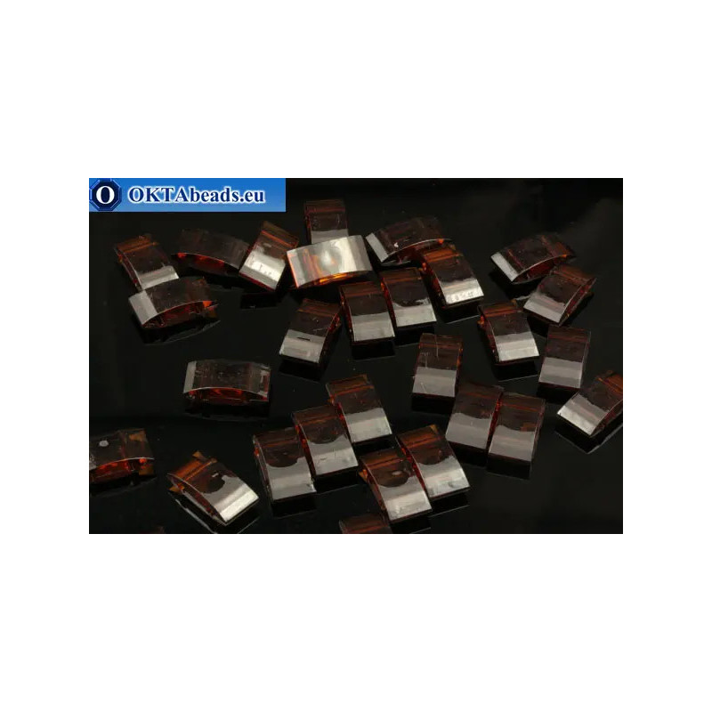 Plastic beads 2 holes brown 17x9x5mm