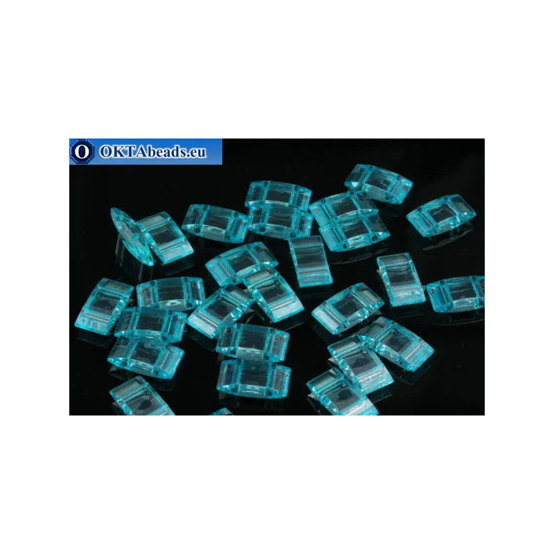 Plastic beads 2 holes light blue 17x9x5mm