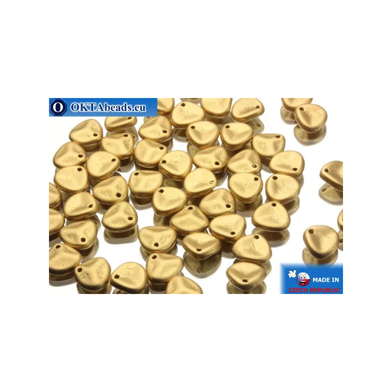 Czech rose petals beads gold matte (00030/01710) 8x7mm