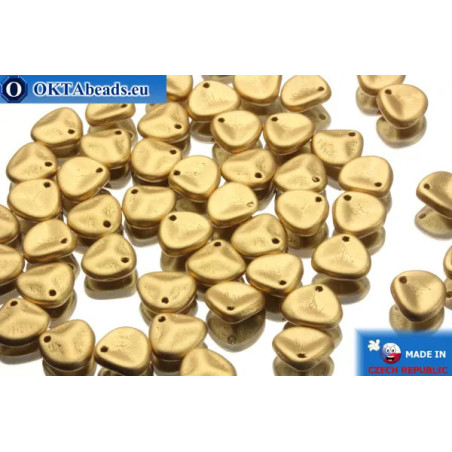 Czech rose petals beads gold matte (00030/01710) 8x7mm