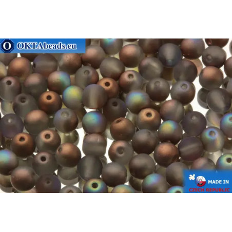 Czech round druck beadsgrey bronze AB matte (00030/84100/98533) 4x4mm