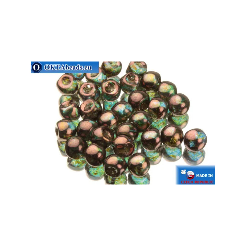 Mushroom czech beads green bronze (00030/65426) 6x5mm