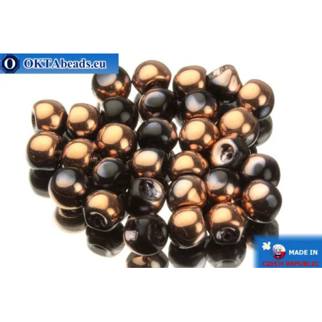 Mushroom czech beads black copper (23980/27101) 6x5mm