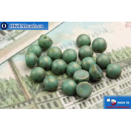 Cabochon Beads turquoise travertin matte (MLG63130) 6mm
