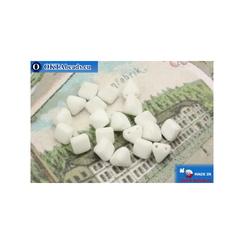 Pyramid czech beads white matte (M03000) 6mm20pc
