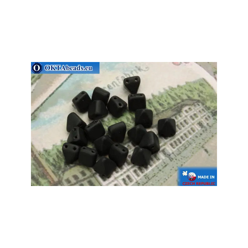 Pyramid czech beads black matte (M23980) 6mm20pc