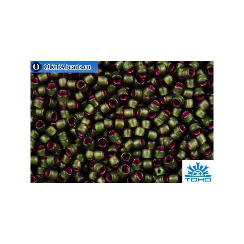 TOHO Beads Round Rasberry Lined Olivine (2204) 15/0