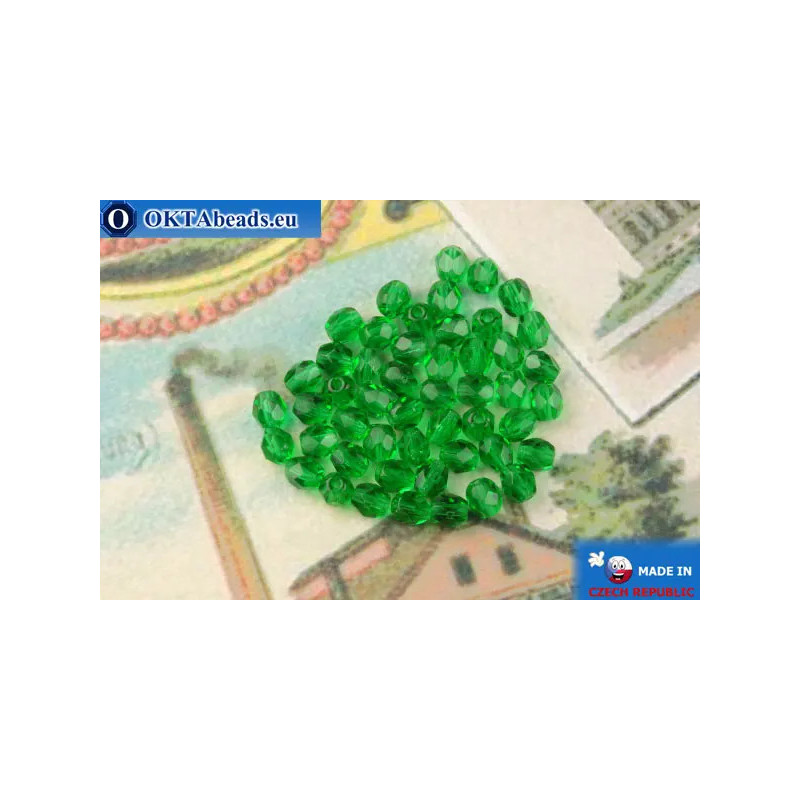 Czech fire polished beads green (50140) 4mm