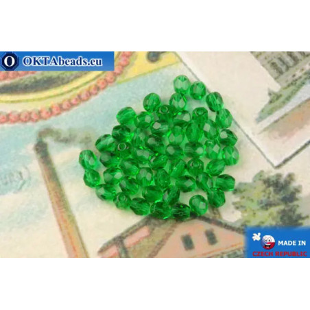 Czech fire polished beads green (50140) 4mm
