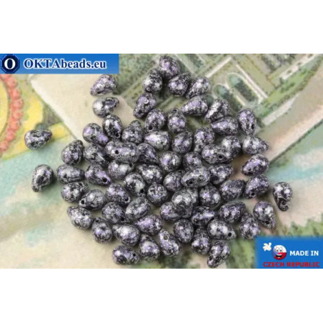 Czech drops beads lilac silver matte (23980-45710) 4x6mm