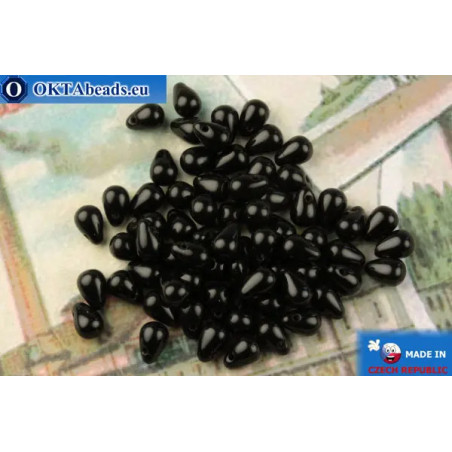 Czech drops beads black (23980) 4x6mm