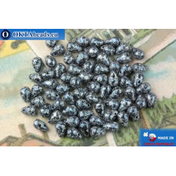 Czech drops beads black blue (23980-45706) 4x6mm