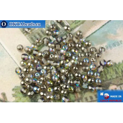 Round czech beads crystal silver vitrail (00030-98537) 4mm