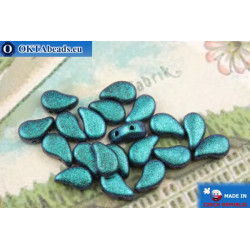 Paisley Beads blue metallic matte (23980/94109) 8x5mm