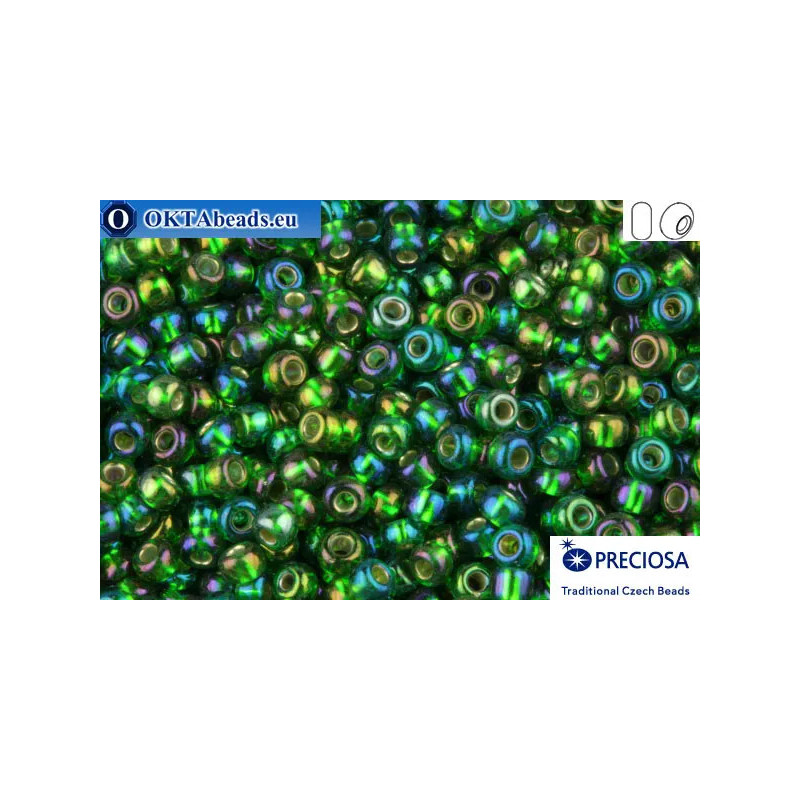 Preciosa czech seed beads 1 quality green silver line AB (57129) 10/0