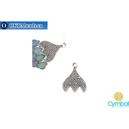 Tourlos III bead ending antique silver plate for GemDuo 1pc