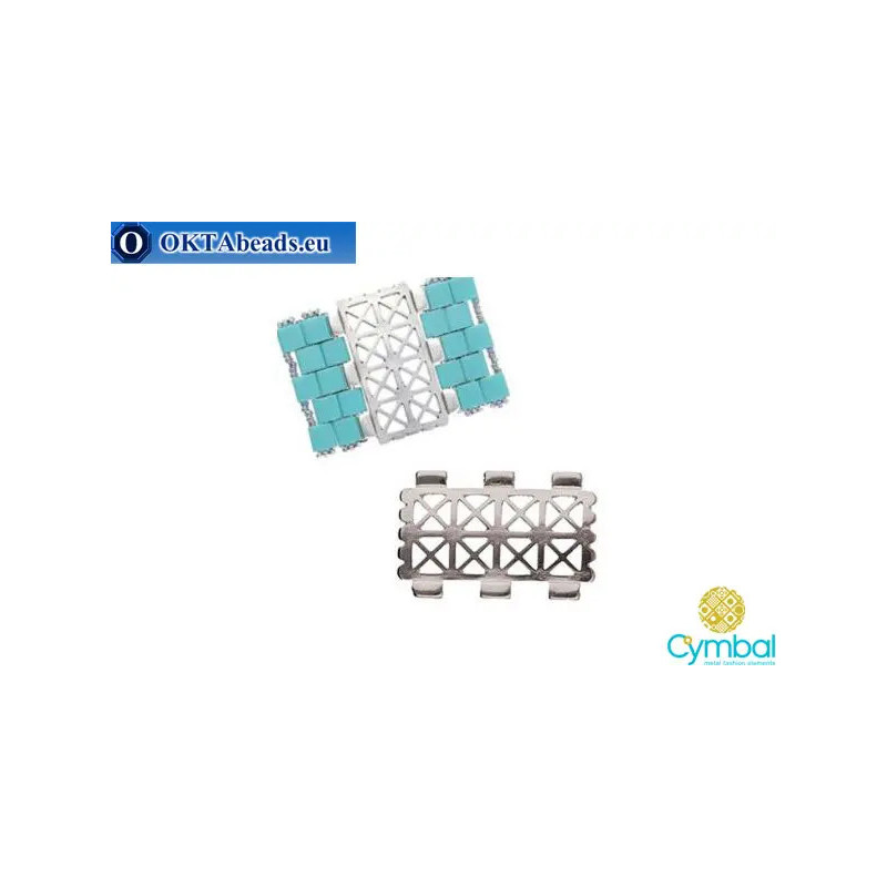 Faragas connector antique silver plate for Miyuki Tila 1pc