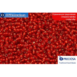 Preciosa czech seed beads red silver line 10/0