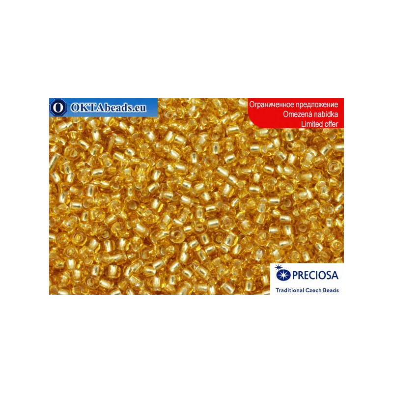 Preciosa czech seed beads yellow silver line 10/0