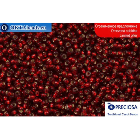 Preciosa czech seed beads garnet silver line 10-11/0