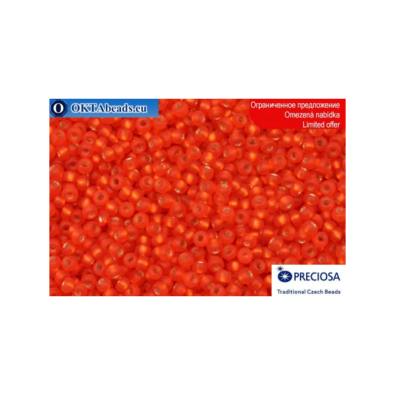Preciosa czech seed beads red matte silver line 10/0