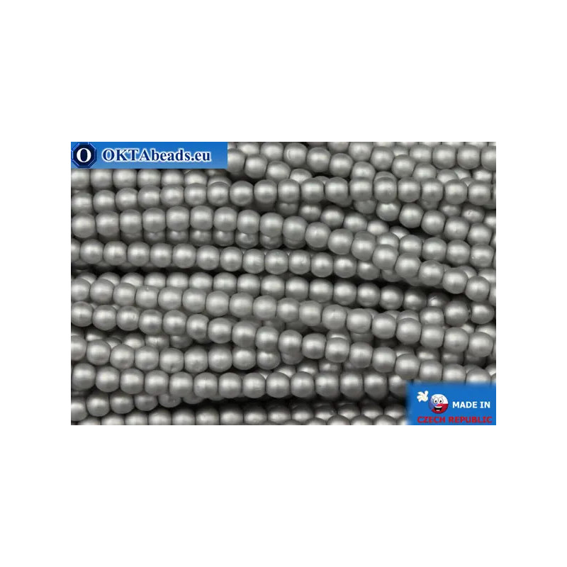 Czech glass pearls grey matte (70041M) 3mm