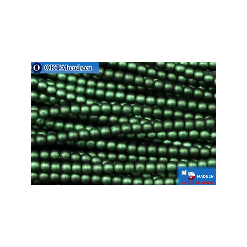 Czech glass pearls green matte (70057M) 3mm