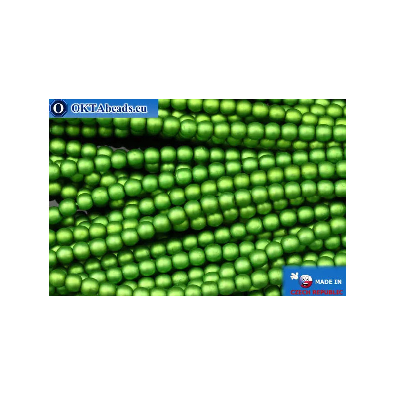 Czech glass pearls green matte (70459M) 3mm