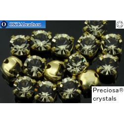 Sew on Preciosa MAXIMA chaton in set Black Diamond - Gold ss16/4mm