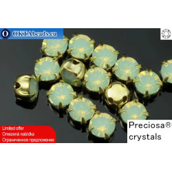 Sew on Preciosa MAXIMA chaton in set Chrysolite Opal - Gold ss16/4mm