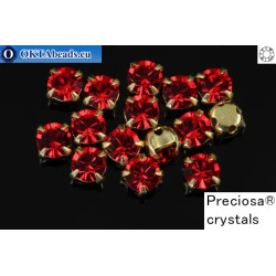 Sew on Preciosa MAXIMA chaton in set Light Siam - Gold ss16/4mm