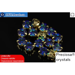 Sew on Preciosa OPTIMA chaton in set Bermuda Blue - Gold ss16/4mm