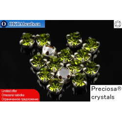 Sew on Preciosa OPTIMA chaton in set Olivine - Silver ss16/4mm