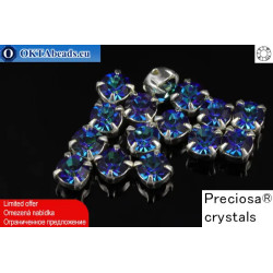 Sew on Preciosa OPTIMA chaton in set Bermuda Blue - Silver ss16/4mm