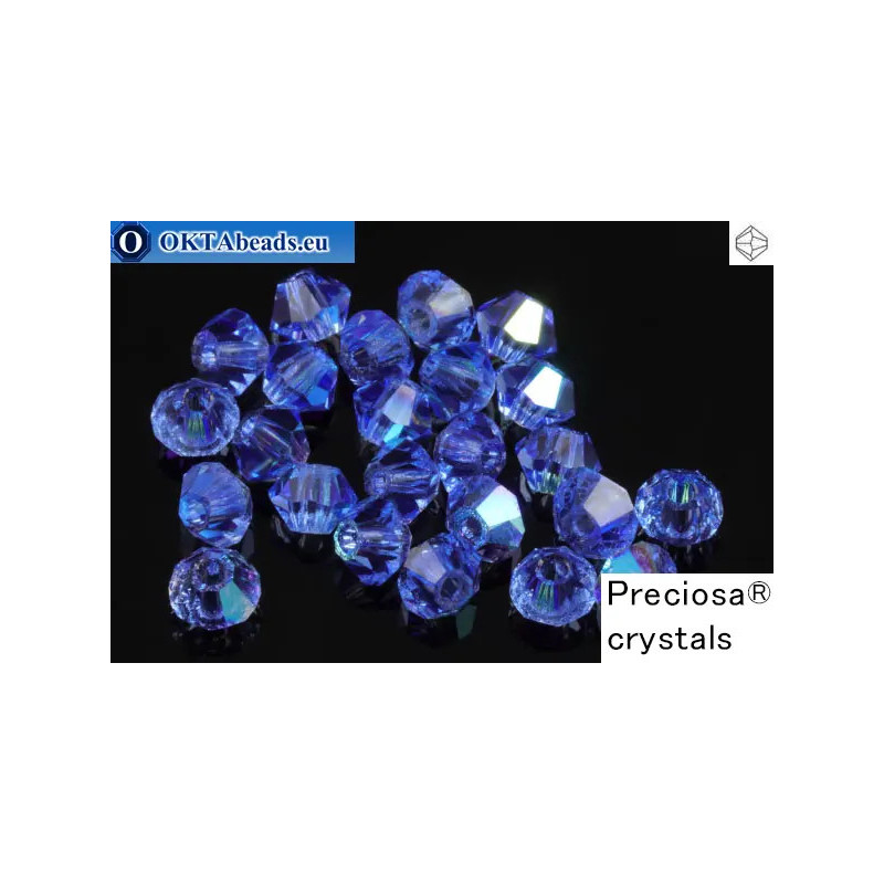 Preciosa Crystal Bicone - Sapphire AB 3mm
