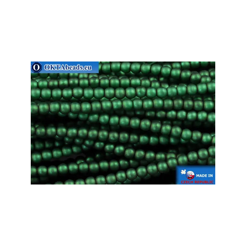 Czech glass pearls green matte (70057M) 2mm