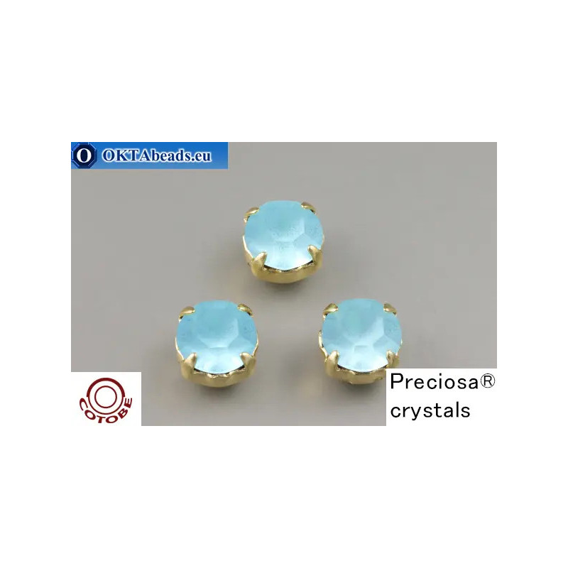 Sew on Preciosa chaton in set + COTOBE coating Aqua Bohemica Matt - Gold ss39/8