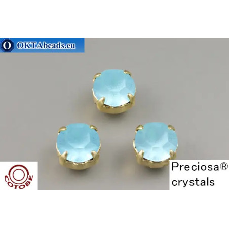 Sew on Preciosa chaton in set + COTOBE coating Aqua Bohemica Matt - Gold ss39/8