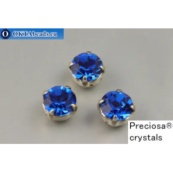 Sew on Preciosa chaton Maxima in set Capri Blue - Platina ss39/8