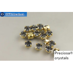 Sew on Preciosa chaton Maxima in set Crystal Nightfall - Gold ss16/4mm