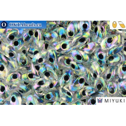MIYUKI Long Magatama Beads Noir Lined Crystal AB (283)