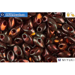 MIYUKI Long Magatama Beads Cranberry Gold Luster (315)