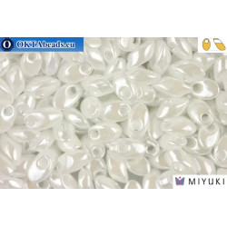 MIYUKI Long Magatama Beads White Pearl Ceylon (420)