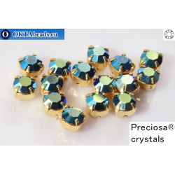 Sew on Preciosa chaton Maxima in set Jet AB - Gold ss12