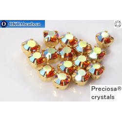 Sew on Preciosa chaton Maxima in set Topaz AB - Gold ss16